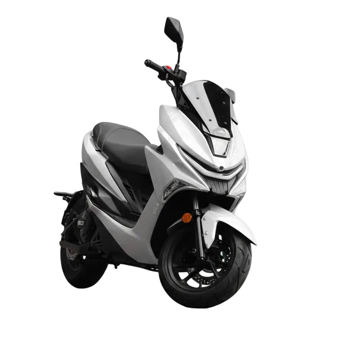 NEXT NX2 scooter elettrico in argento con vista frontale inclinata