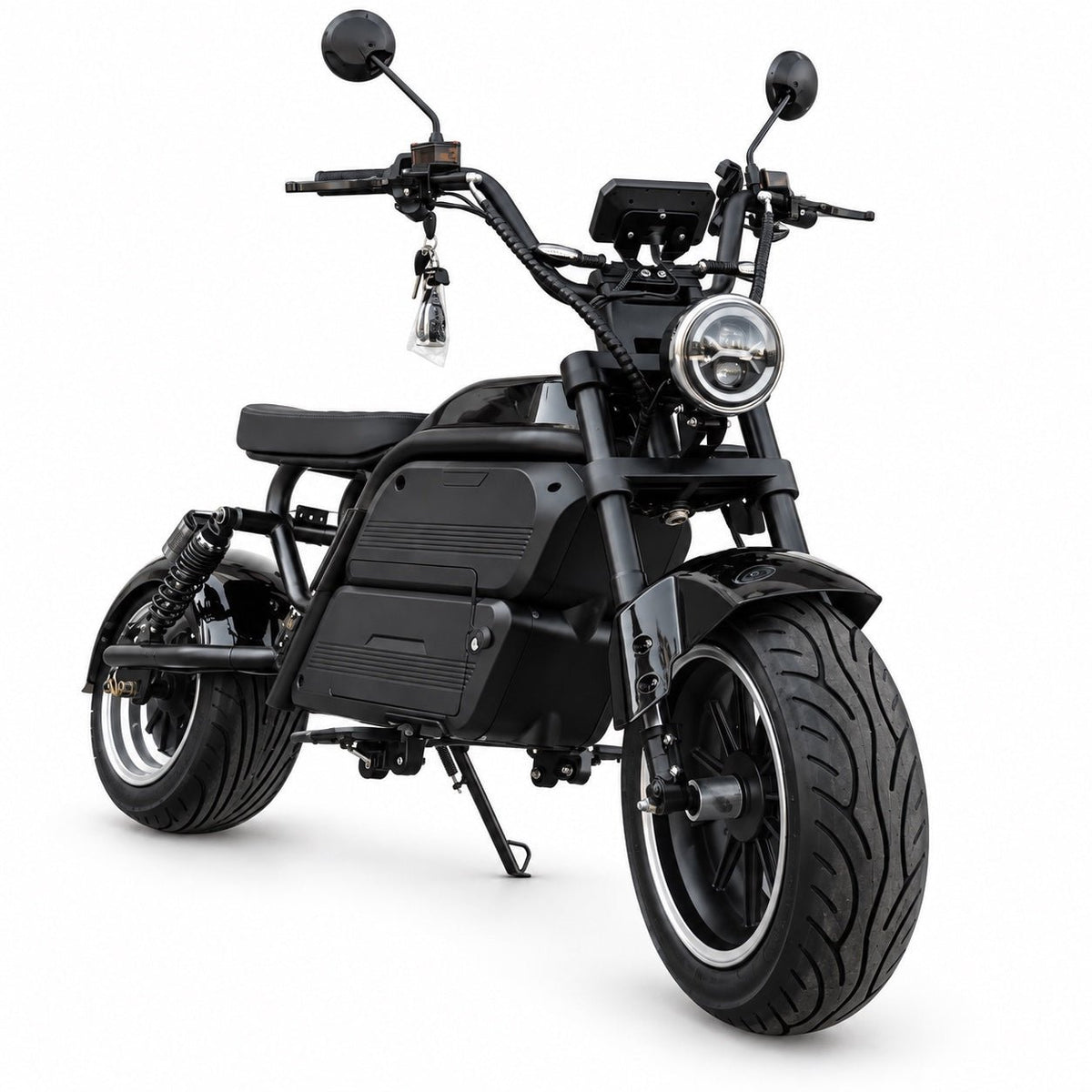 Citytwister Fatbob 7.0 Elektroroller in Schwarz – Frontansicht schräg von rechts