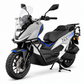NEXT NXCross 125i in Grau mit blauen Akzenten – Schrägansicht vorne