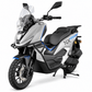 NEXT NXCross 125i in Grau – Schrägansicht mit Windschutzscheibe und Sturzbügeln