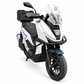 NEXT NXCross 125i in Grau – Ansicht mit Topcase und Handschützern